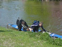 cara and rich grab boat